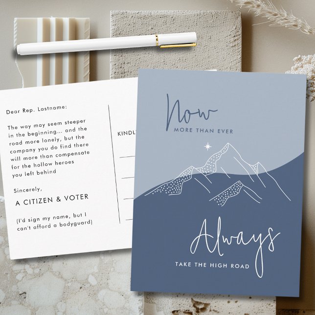 Take the High Road Slate Blue for Congress Postcard (Take the High Road Slate Blue for Congress Postcard Revised for Safety)