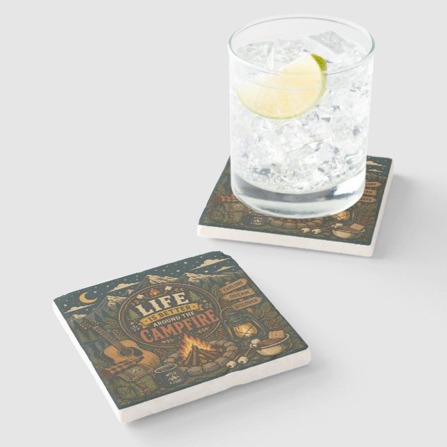 Take The Scenic Route Stone Coaster (Side)