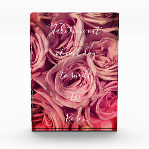 Take Time Out Quote White Script Pink Floral Photo Block