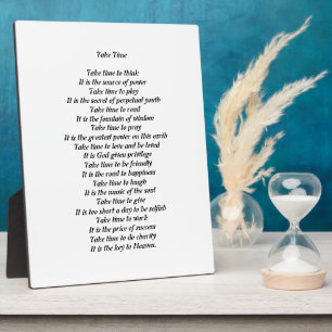 Take Time Poem Plaque