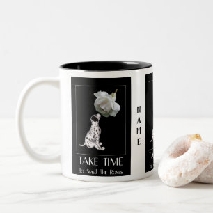 Take Time Puppy And Rose Inspirational Two-Tone Coffee Mug