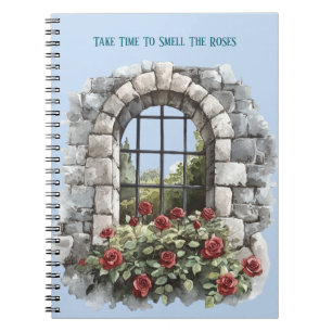 Take Time To Smell The Roses Bricks Window Notebook
