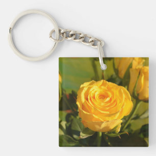 Take time to smell the yellow rose  key ring