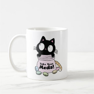 Take your meds cute cat coffee mug