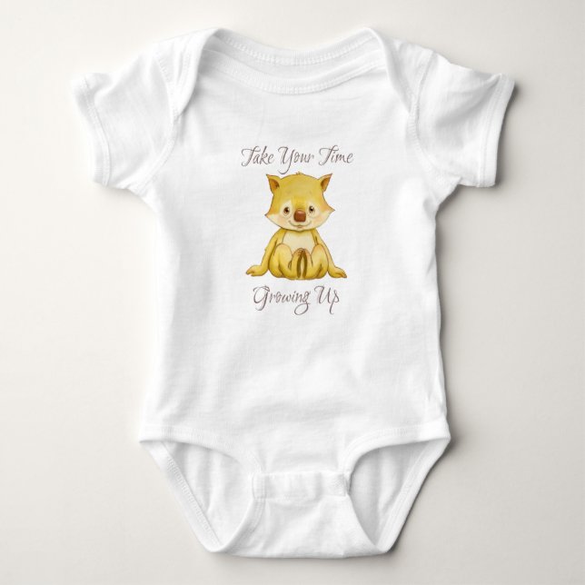 Take your Time Growing Up Wombat Neutral Baby Bodysuit (Front)
