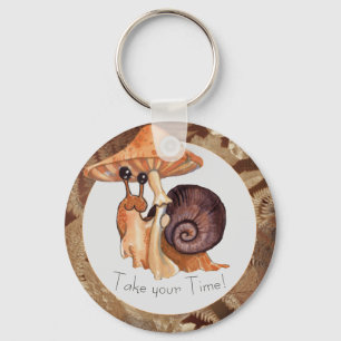 Take your Time Mushroom Snail Key Ring