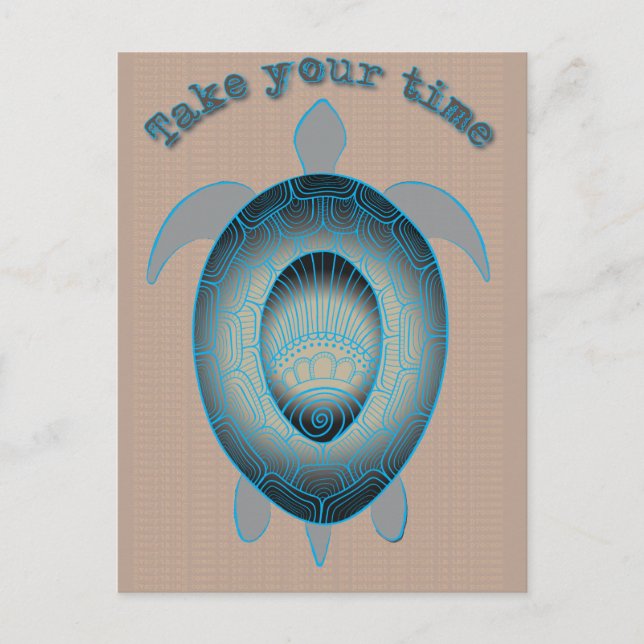 Take your time sea turtle inspirational quote postcard (Front)