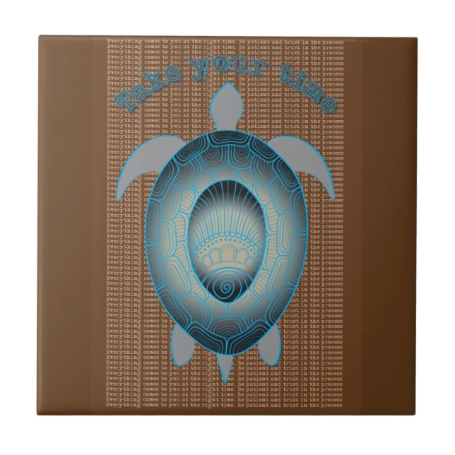 Take your time turtle motivational quote ceramic tile (Front)