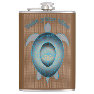 Take your time turtle motivational quote hip flask
