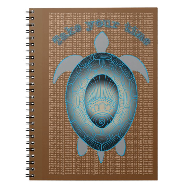 Take your time turtle motivational quote notebook (Front)