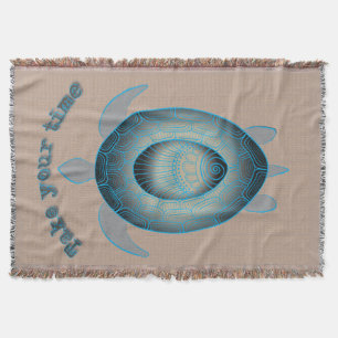 Take your time turtle motivational quote throw blanket