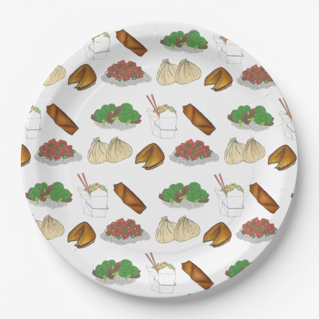 Takeaway Chinese Restaurant Takeout Food Cuisine Paper Plate (Front)