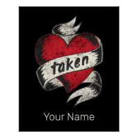 Taken And In Love Vintage Tattoo Heart Engagement