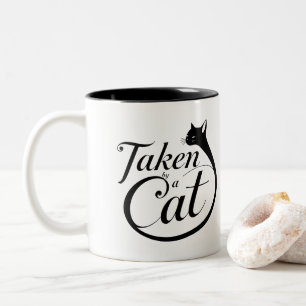 Taken by a Cat, Minimal Cat Lover design Two-Tone Coffee Mug