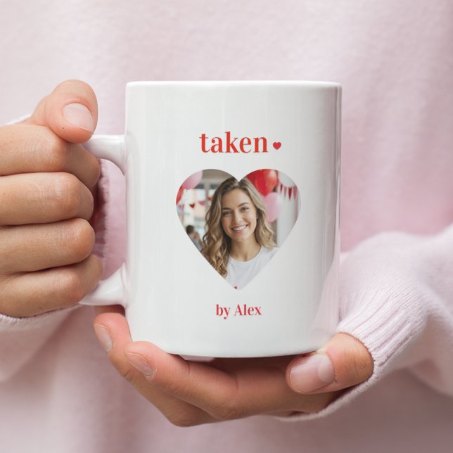 Taken Heart Personalized Photo Valentine  Two-Tone Coffee Mug (Creator Uploaded)