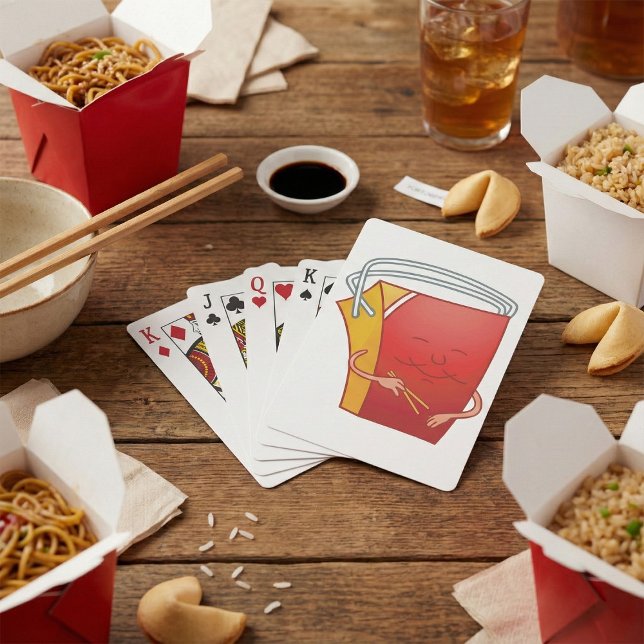 Takeout Box with Chopsticks Funny Asian Food Playing Cards (Creator Uploaded)
