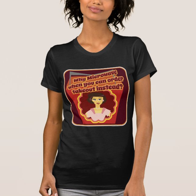 Takeout Chinese Food Cartoon Housewife Character T-Shirt (Front)