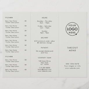 Takeout   Grey Logo Restaurant Takeaway Menu