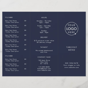 Takeout Restaurant   Navy Blue Logo Takeaway Menu