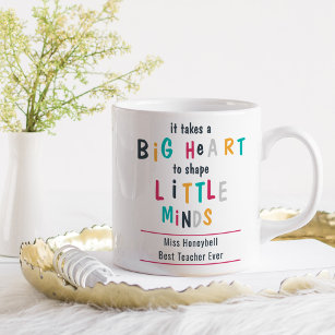 Takes a Big Heart Colourful Typography Personalise Coffee Mug