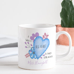 Takes a Big Heart Quote Doodle Lilac Personalized Coffee Mug