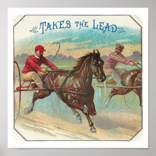 Takes The Lead Vintage Horse Racing Poster