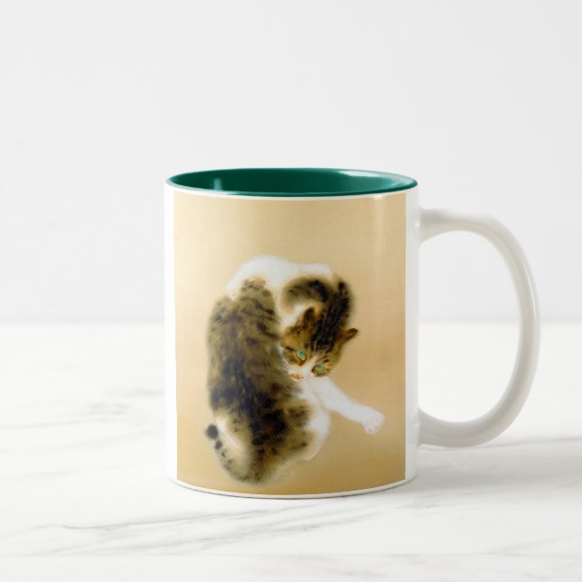 Takeuchi Seiho,Tabby Cat Two-Tone Coffee Mug (Right)