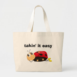 "TAKIN' IT EASY" LADYBUG LARGE TOTE BAG