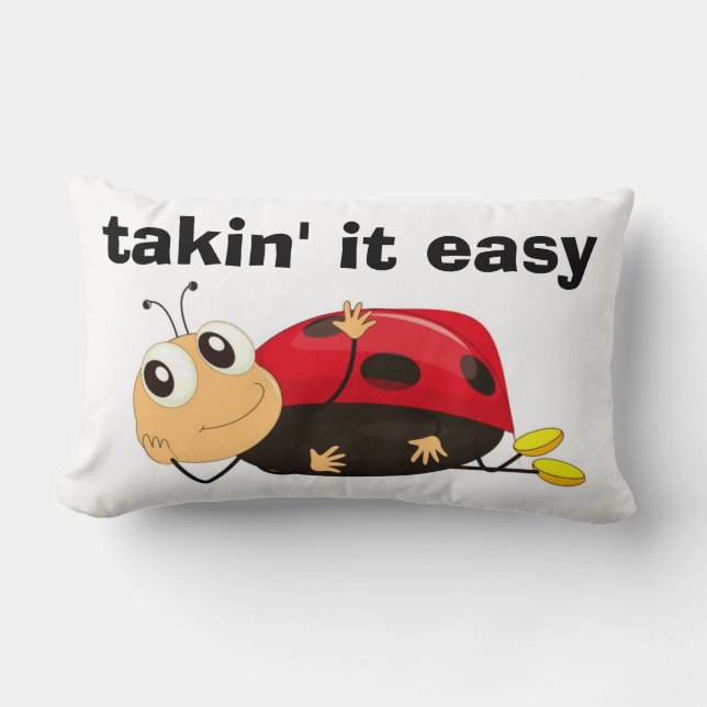 "TAKIN' IT EASY" LADYBUG LUMBAR CUSHION (Front)