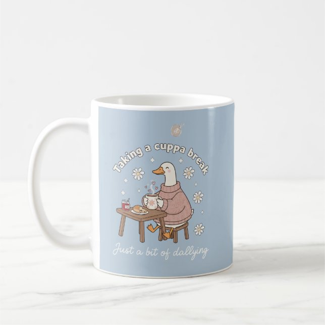 Taking a Cuppa Break Cute Goose Tea Mug (Left)
