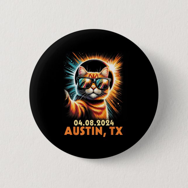 Taking A Selfie Total Solar Eclipse 2024 Austin Te 6 Cm Round Badge (Front)