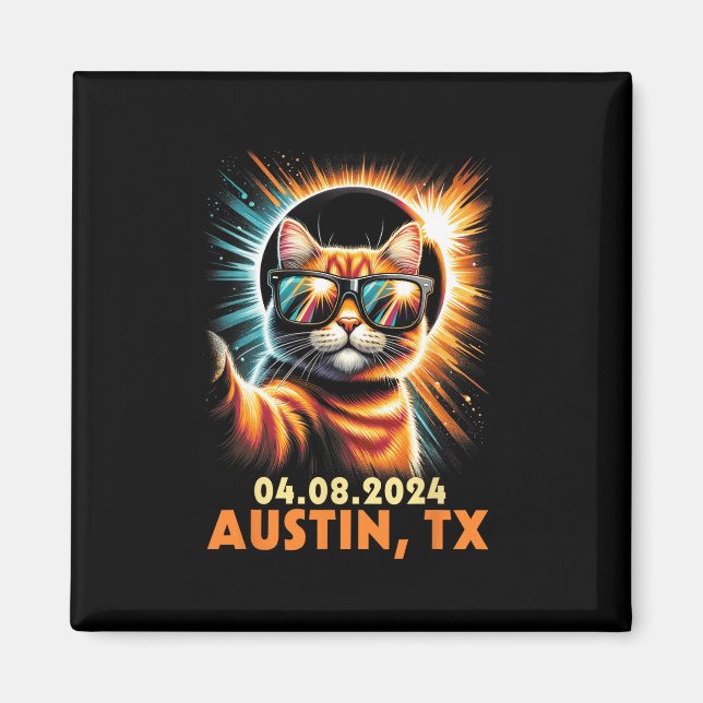 Taking A Selfie Total Solar Eclipse 2024 Austin Te Magnet (Front)