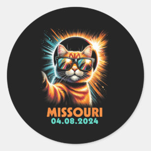 Taking A Selfie Total Solar Eclipse 2024 Missouri Classic Round Sticker