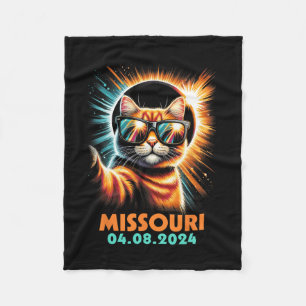 Taking A Selfie Total Solar Eclipse 2024 Missouri Fleece Blanket