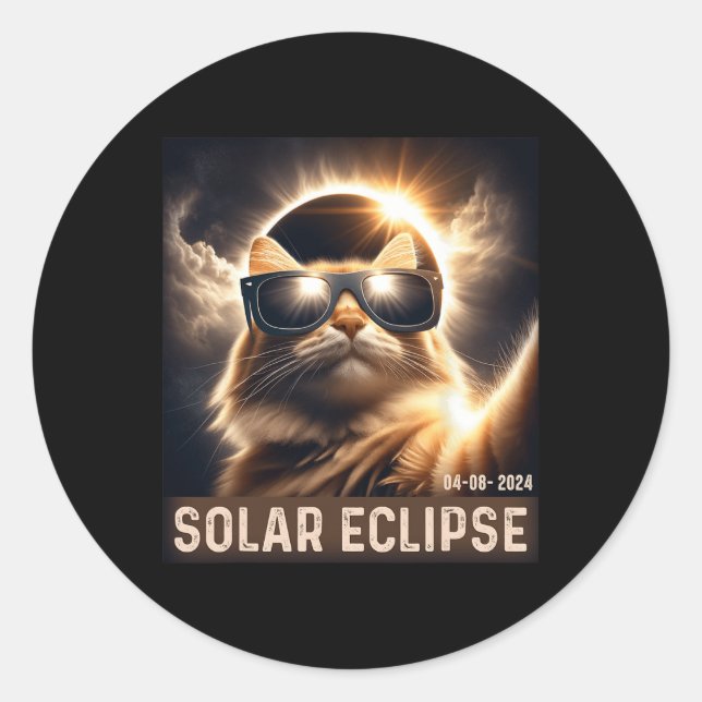 Taking A Selfie With Solar 2024 Eclipse Wearing Gl Classic Round Sticker (Front)
