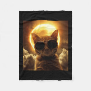 Taking A Selfie With Solar Eclipse Wearing Sungles Fleece Blanket