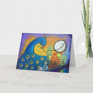 Taking Back the Night Peacock in the City Card