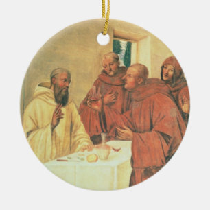 Taking Communion, from the Life of St. Benedict (f Ceramic Ornament