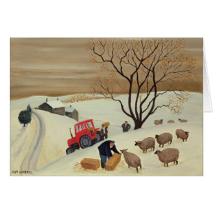 Taking Hay to the Sheep by Tractor