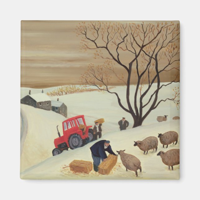 Taking Hay to the Sheep by Tractor Magnet (Front)
