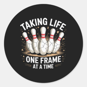 Taking Life One Frame At A Time Bowling Fun Classic Round Sticker