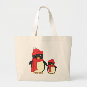 Taking Little Penguin for a Walk Large Tote Bag
