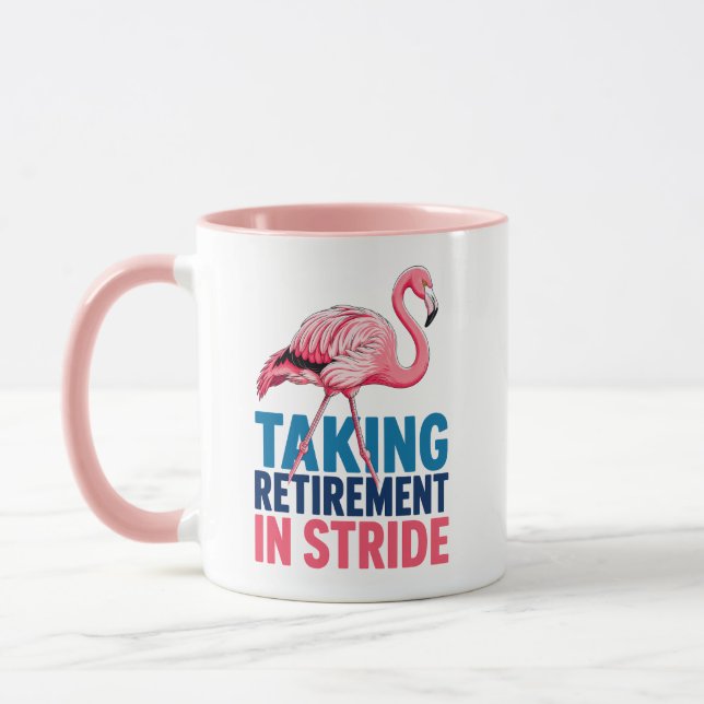 Taking Retirement in Stride Flamingo Beach Theme Mug (Left)