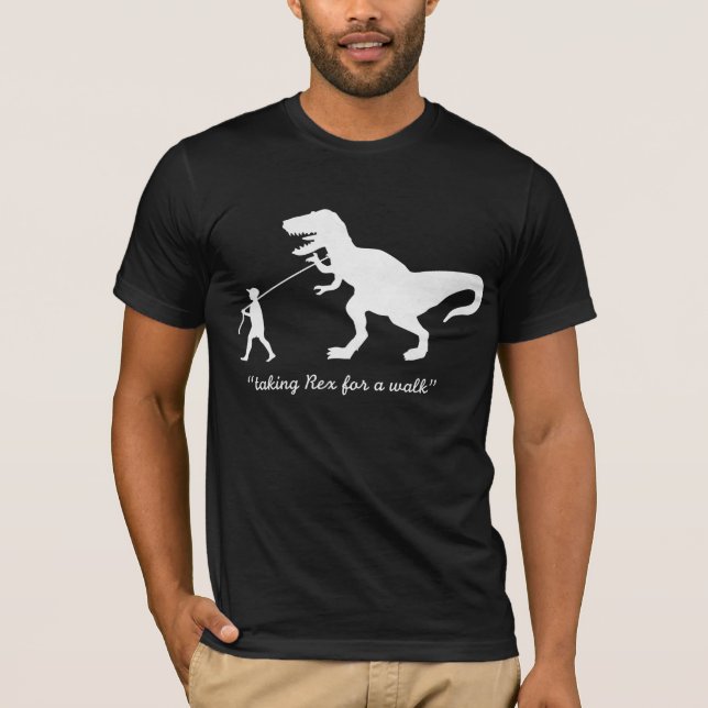 taking Rex for a walk T-Shirt - Customised (Front)