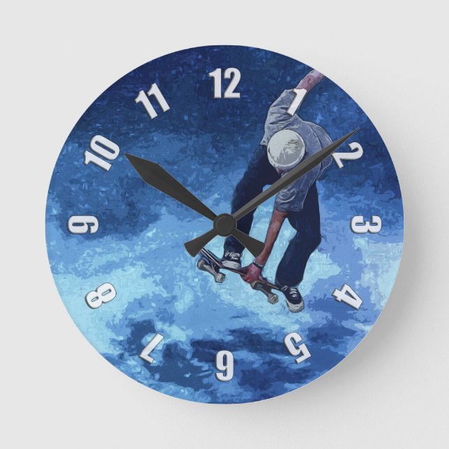 Taking To The Skies - Skateboarder Round Clock (Front)