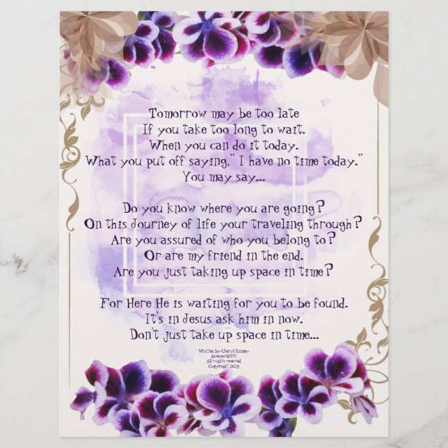 Taking Up Space in Time Writings Personalise Paper (Front)