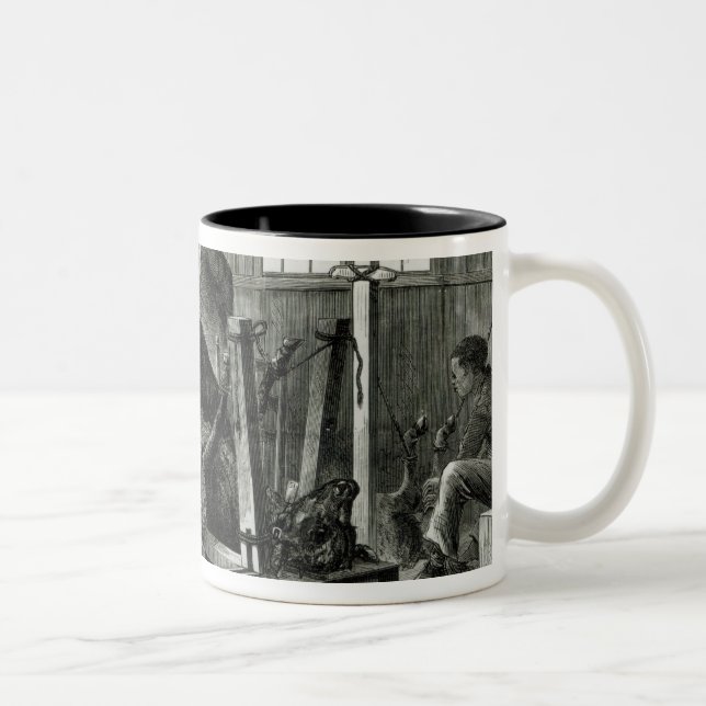 Taking virus from the calf Two-Tone coffee mug (Right)