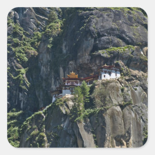 Taktsang Monastery on the cliff, Paro, Bhutan Square Sticker