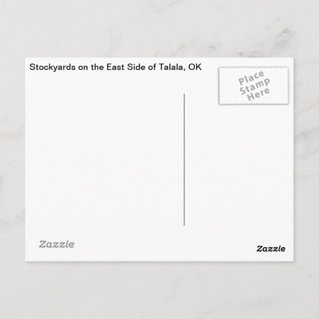 Talala, OK Stockyards on East Side Postcard (Back)