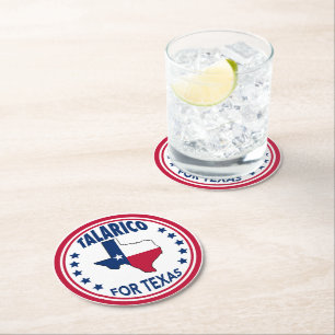 Talarico for Texas Patriotic Election Round Paper Coaster